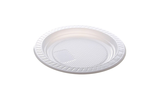 Prato plástico 15cm raso branco 100×10