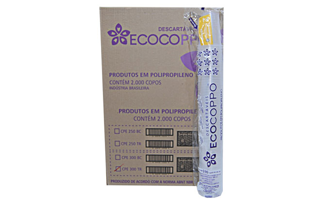 Copo descartável 300ml PP 20×100 Cx 2000