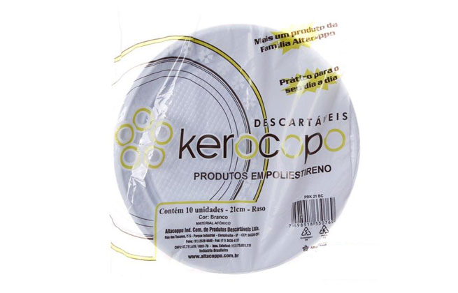 Prato plástico 21cm raso branco