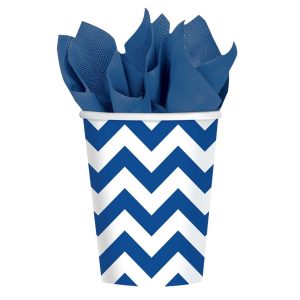 Conj. 8 Copos Chevron Azul Royal