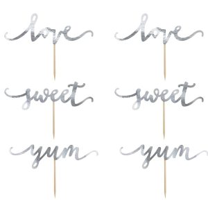 Set/ 6 Toppers Love Prata – 13 cm alt.